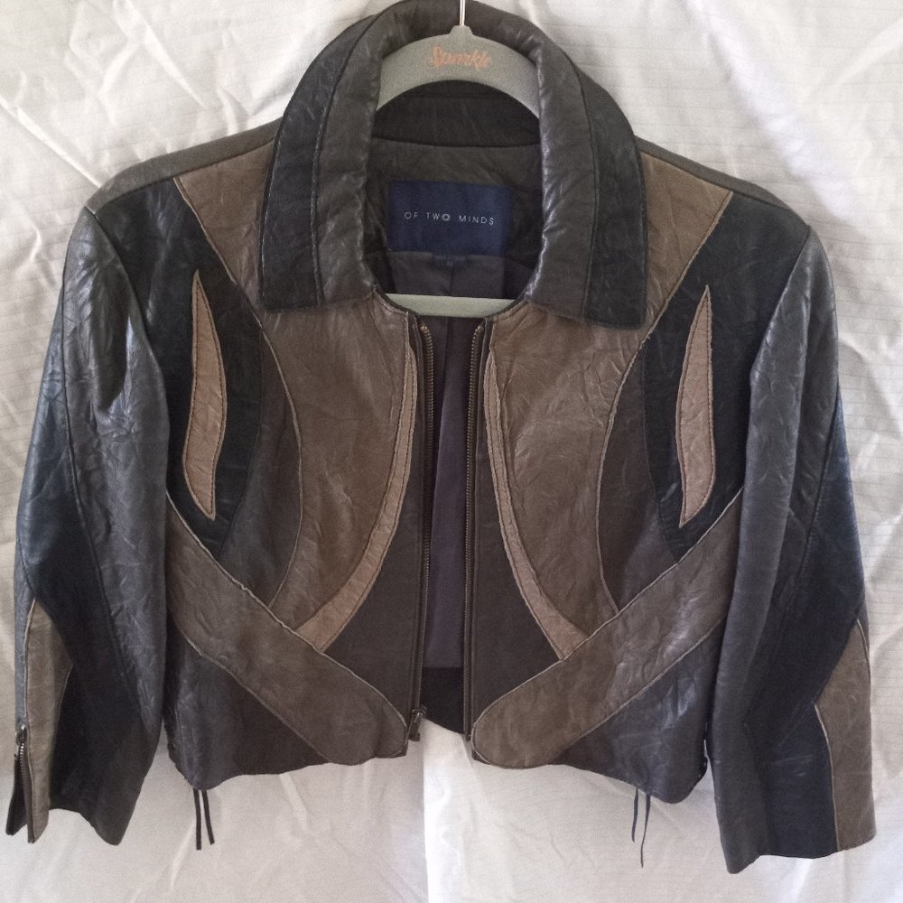 Of two minds leather cropped jacket sz m